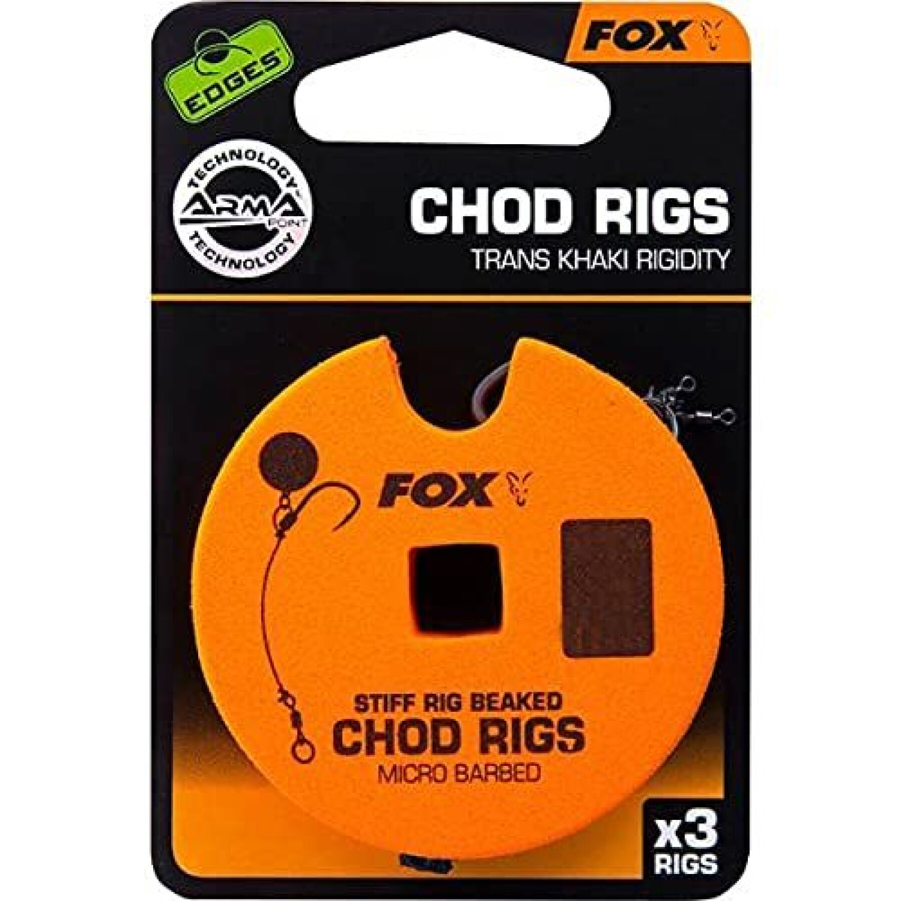 Monofilament Fox rigide 30lb Standard Chod Rig Barbed size 4