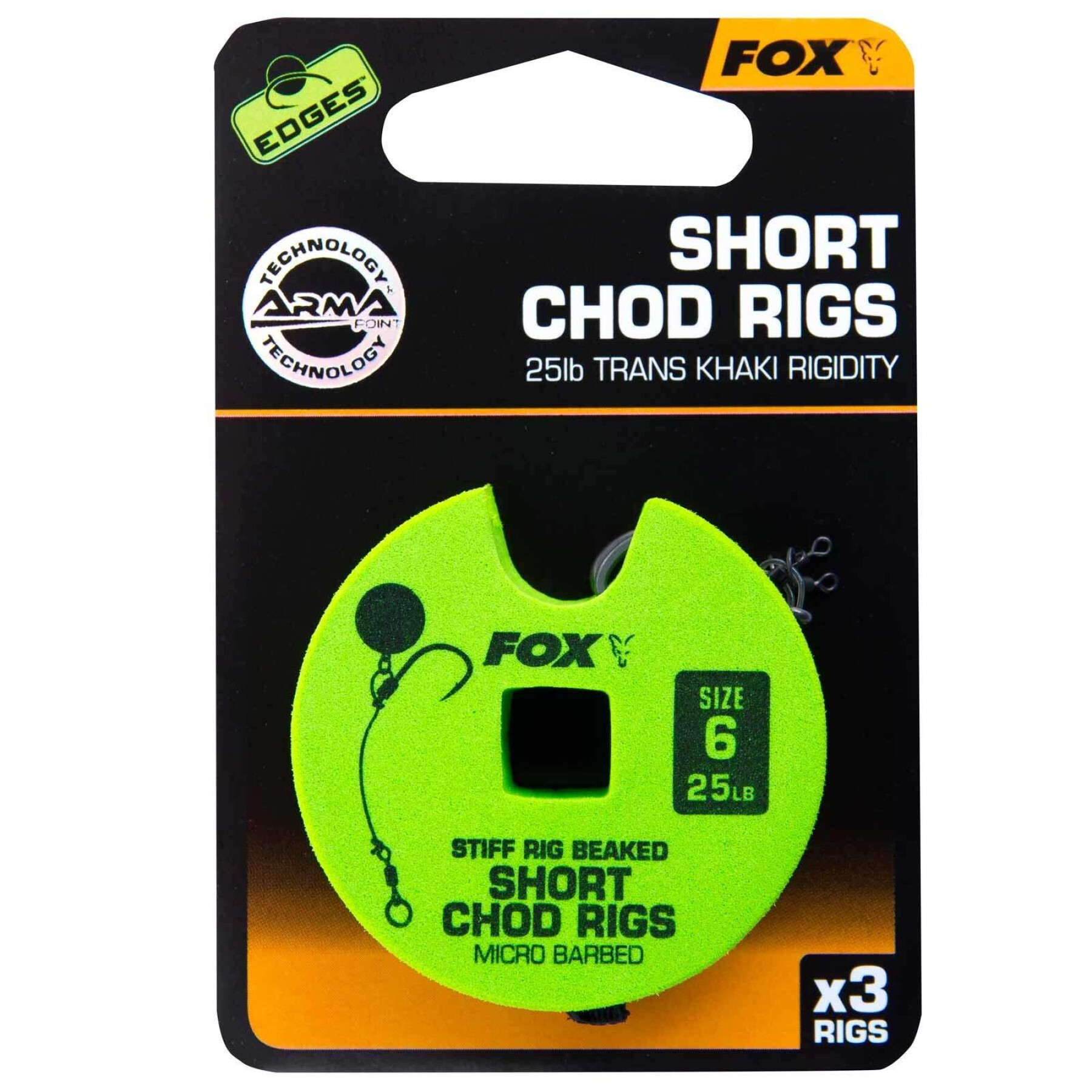 Monofilament Fox 30lb Short Chod Rig Barbed taille 4