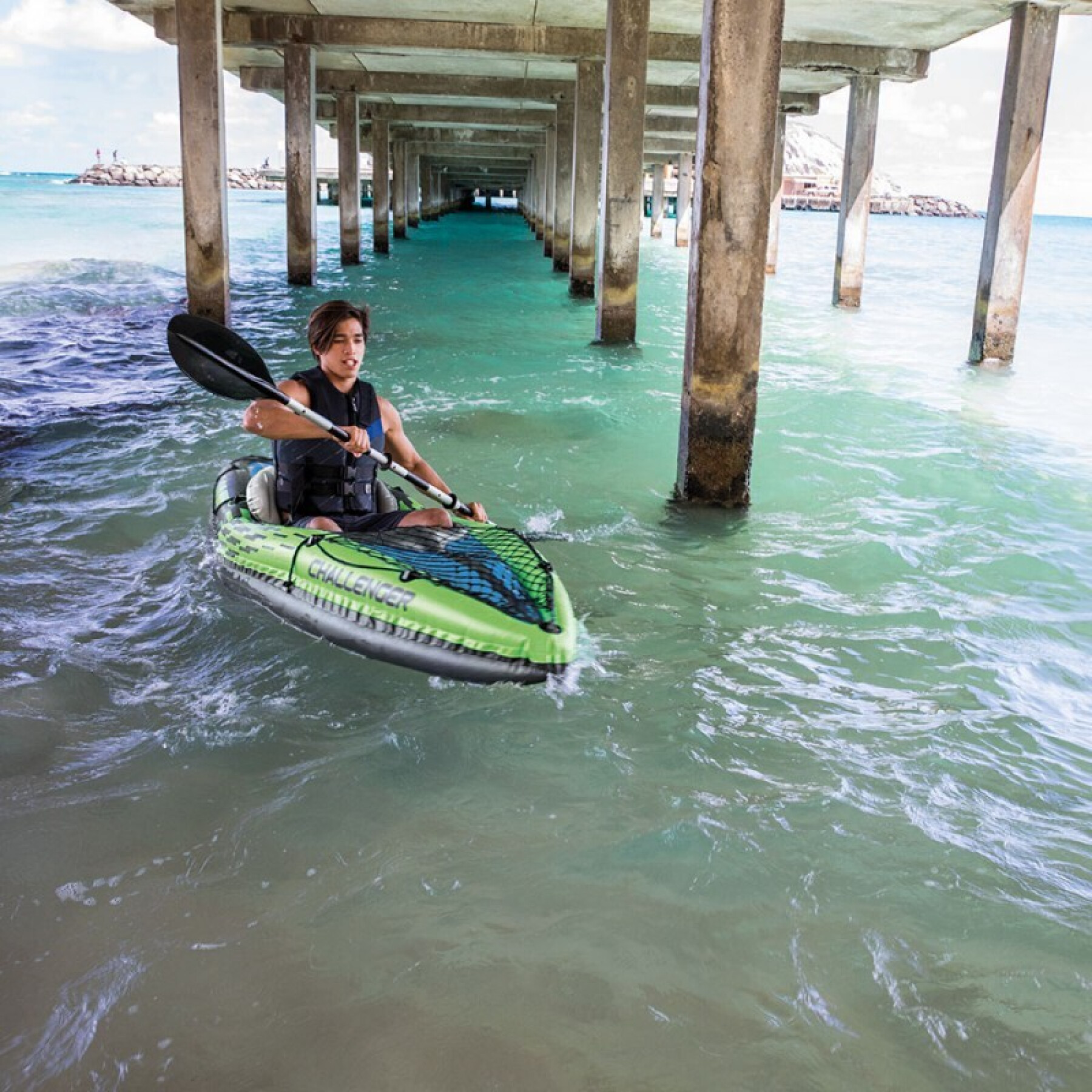 Inflatable boat + oar + inflator set Intex Challenger K1
