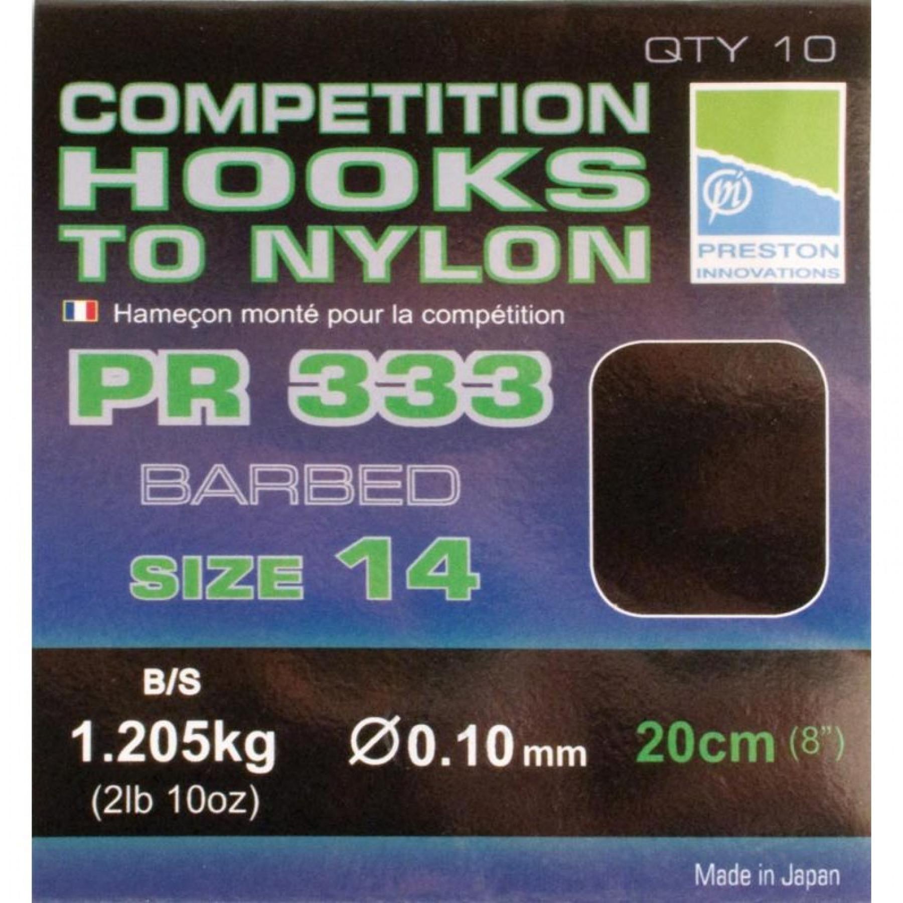 Hooks mounted Preston Competition 333 Hooks To Nylon Size 14