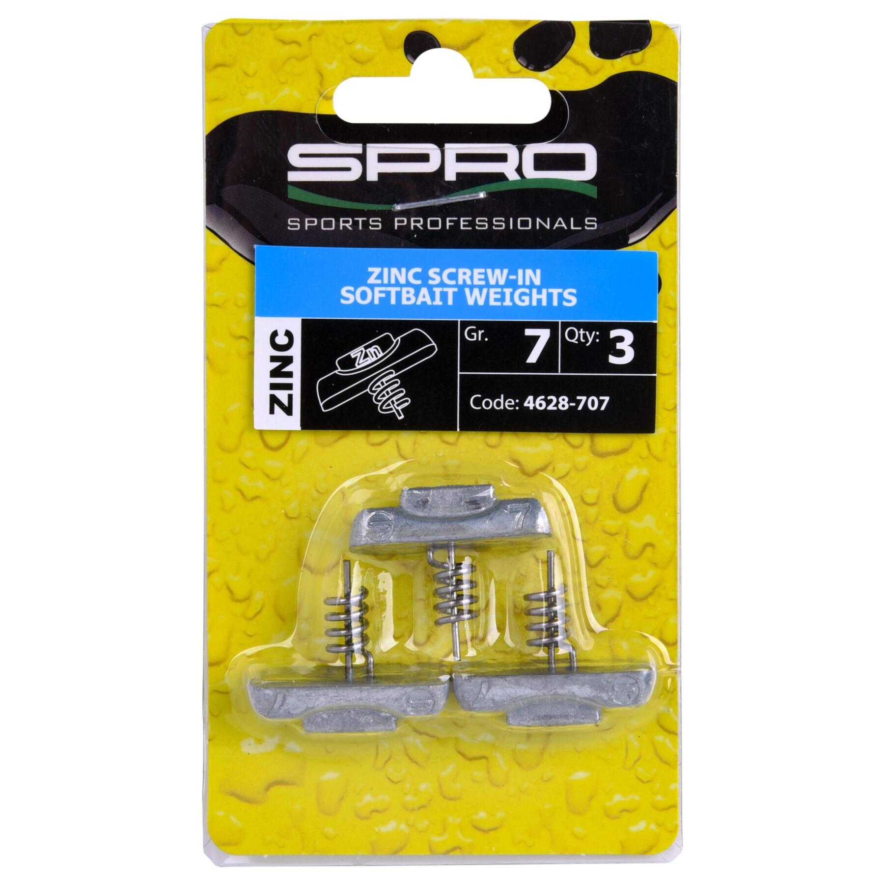 Set of 3 lead heads Spro Zinc Screw-in Softbait Weights - 7 g