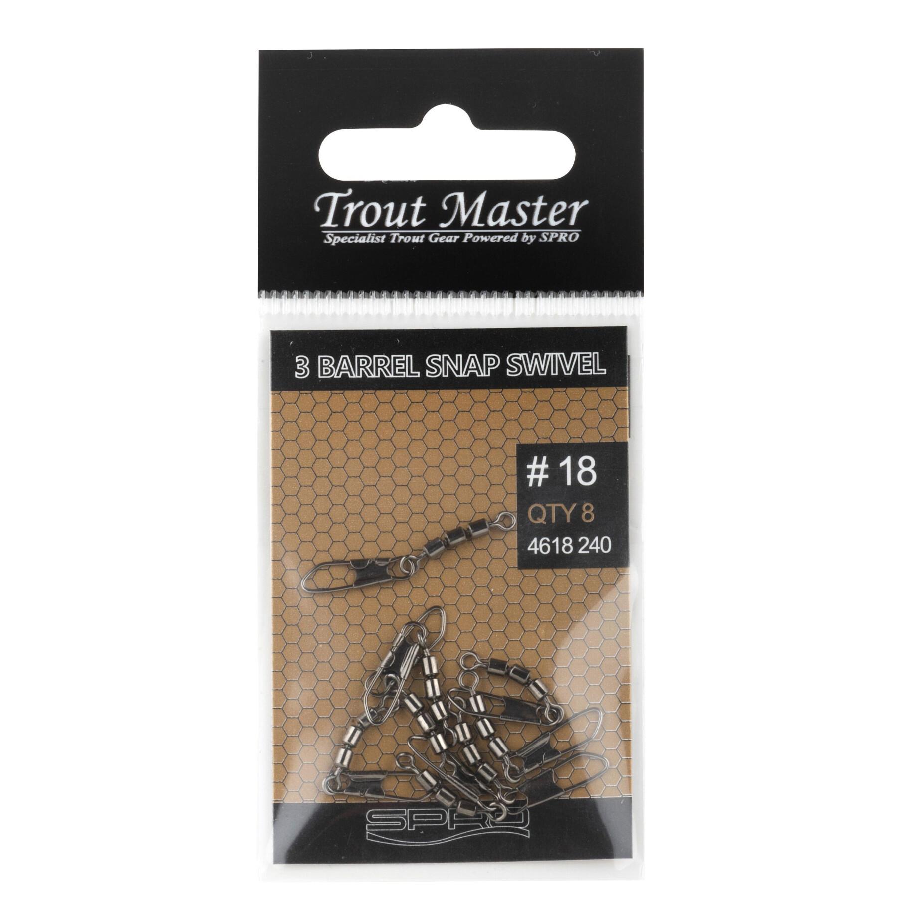 Set of 8 swivels with clip Trout Master 3 Barrel 12