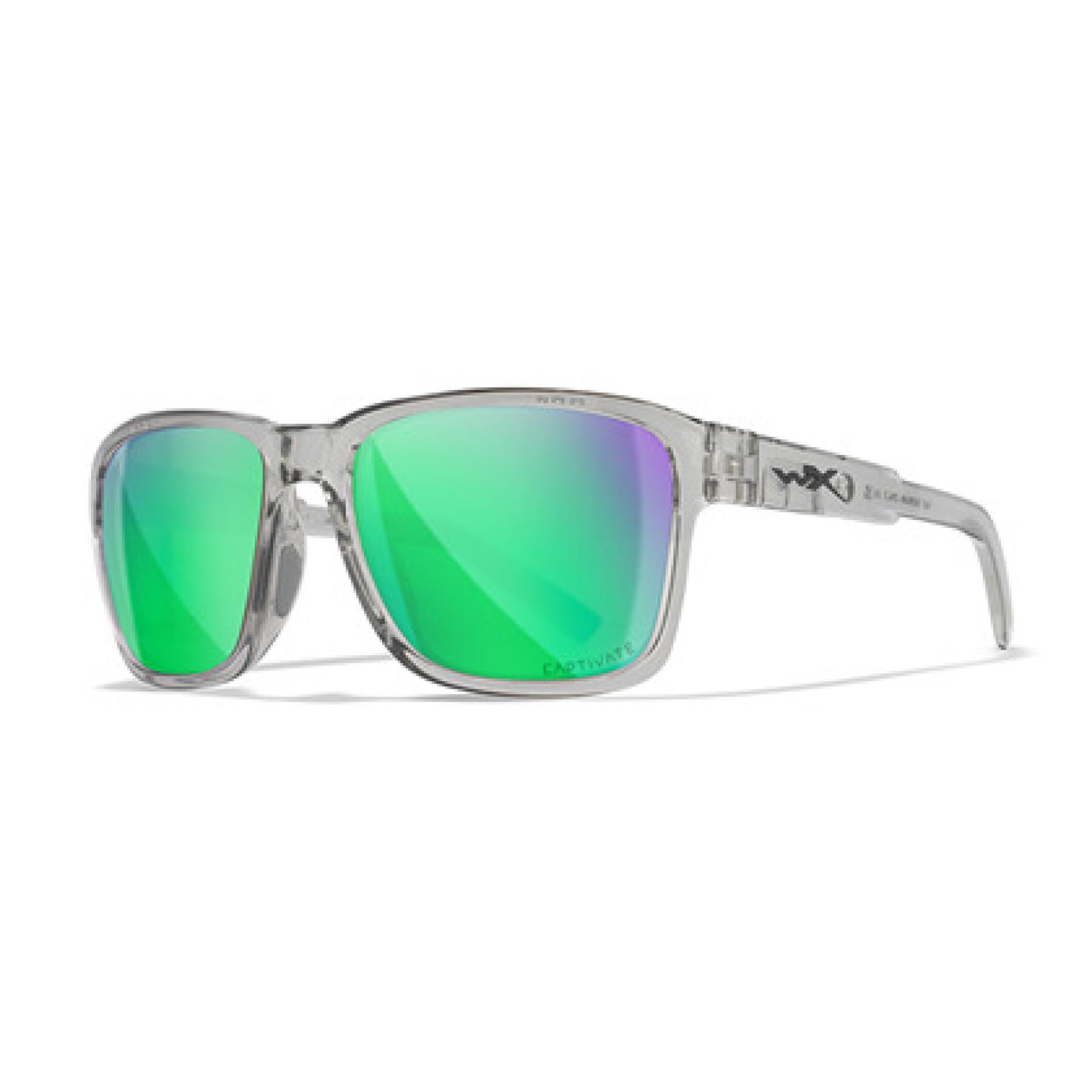 Polarized sunglasses Wiley X Trek Captivate monture gris clair cristal brillant (Ac6trk07)