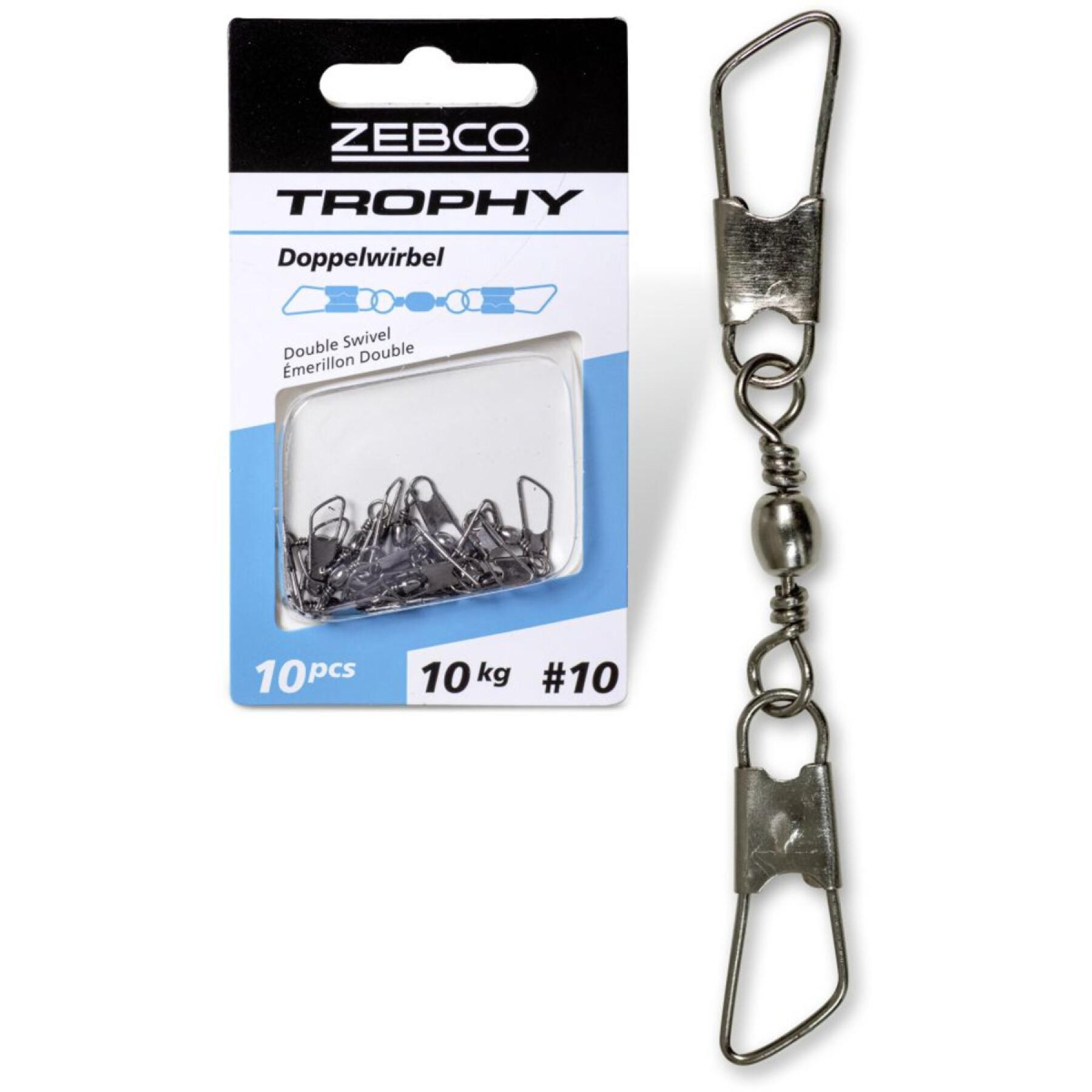 Pack of 10 pieces of double swivels Zebco Trophy