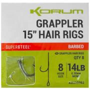 Carnivorous hook Korum Grappler Hair Rigs 15 Barbed 8 x5